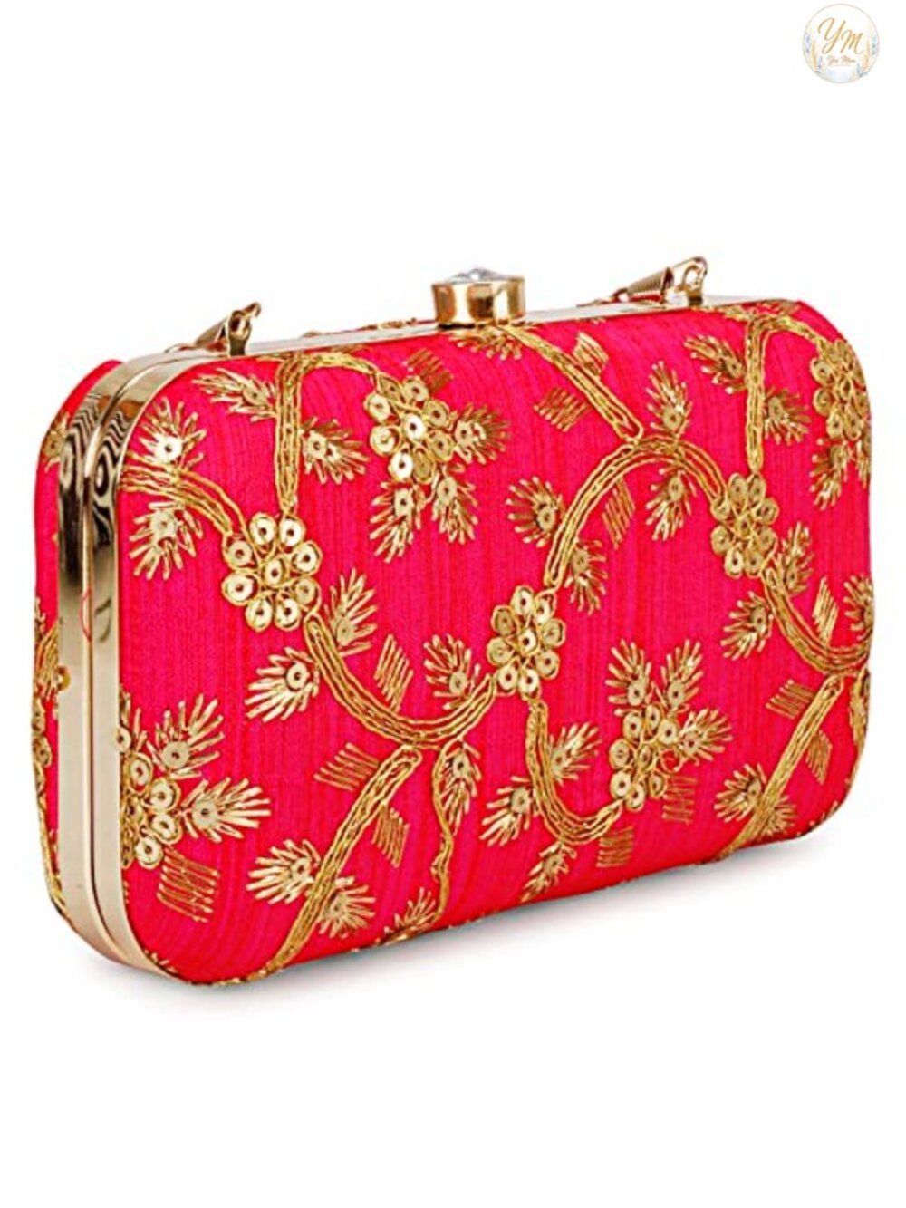 Hand Crafted Designer Box Clutch Zari Embroidery Women Wedding Party